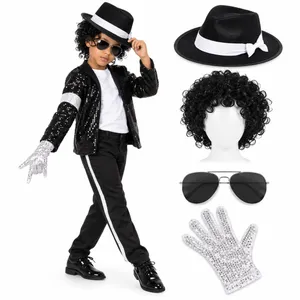 Kids Pop Star Costume Set | Wig Glasses Glove Hat Fancy Dress