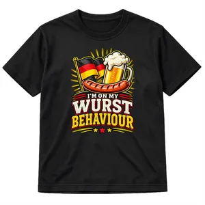 Wurst Behaviour Bavarian T-Shirt | Adult Oktoberfest German Beer Sausage Slogan Tee