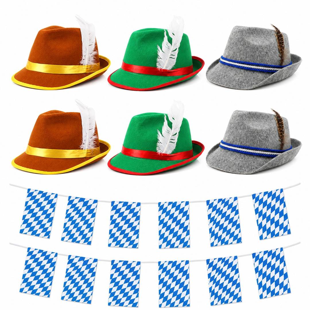Adults Oktoberfest Bunting & Hat Bundle | Bavarian Beer Festival Set