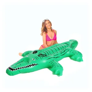 Giant Inflatable Crocodile Pool Float, 152cm Green - Ride-On Swim Toy