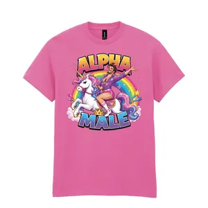 Adults Stag Do Alpha Male T-Shirt | Ironic Novelty Pink Tee | 100% Cotton