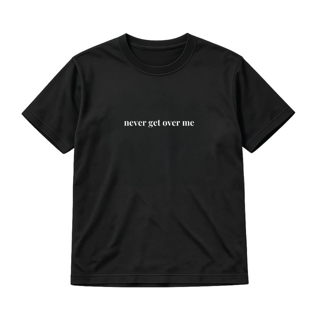 Black Baby Tee Bold White Slogan Print Crew Neck Cotton Top