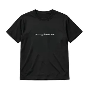 Black Baby Tee Bold White Slogan Print Crew Neck Cotton Top