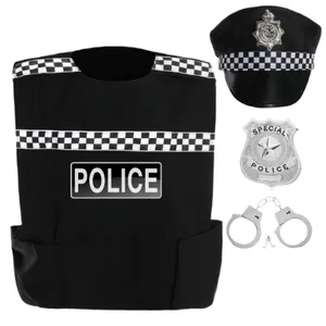Kids Police Costume Set | Vest, Cop Hat, Badge & Toy Handcuffs
