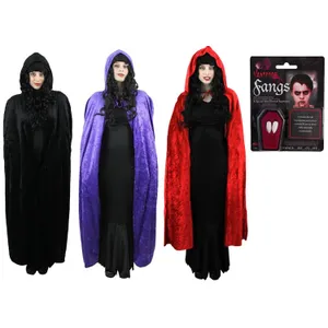 Adult Vampire Halloween Costume | Velour Cape With Hood, 3 Colours