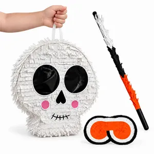 Halloween Skull Skeleton Piñata Set | Blindfold Mask & Stick