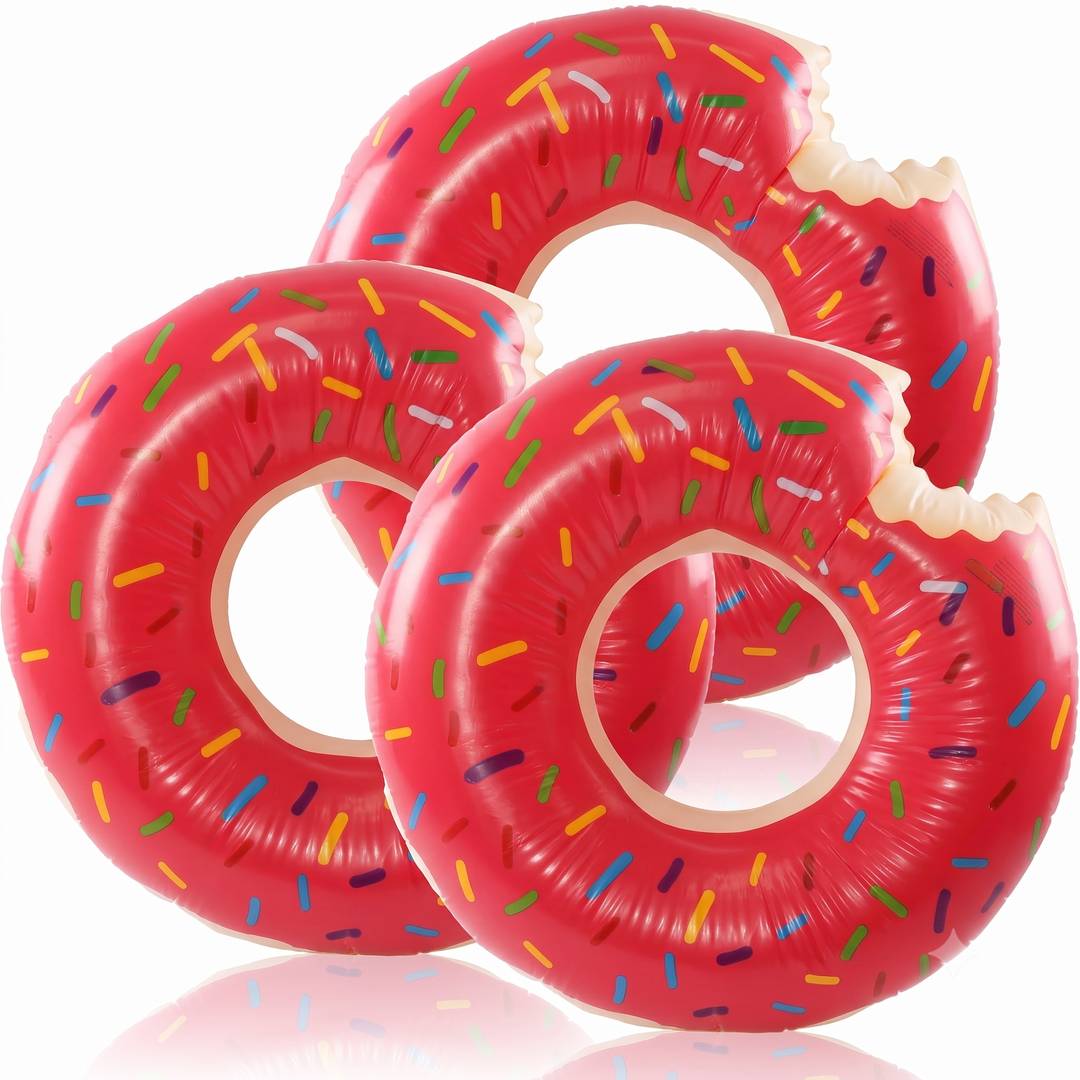 Adult Sprinkle Donut Pool Float 3 Pack Inflatable Swim Ring 107cm