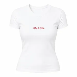 Ladies Miss to Mrs Baby Tee | Bride to Be White Fitted T-Shirt with Bold Red Slogan | 100% Cotton