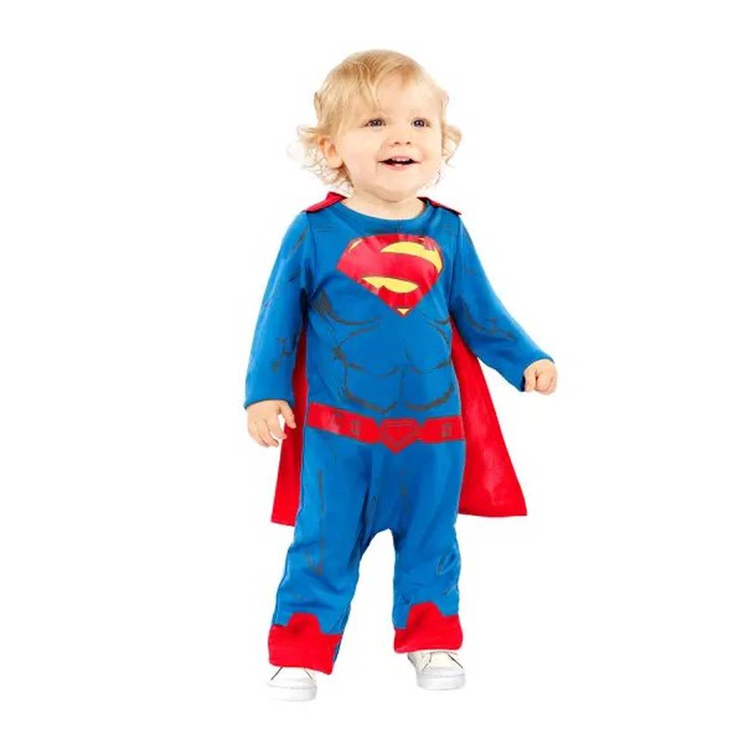 Baby Caped Superhero Costume | Blue Jumpsuit With Attached Red Cape
