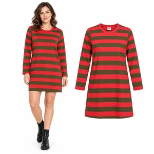Ladies Dream Killer Halloween Costume | Red Green Striped Fancy Dress