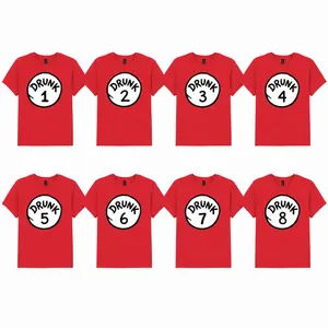 Ladies Pack of 8 Red Baby Tees | Numbered 1-8 Darts Night Group Outfit | 100% Cotton Fitted Cut