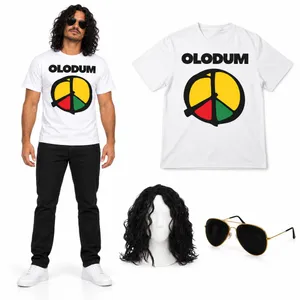 Adults 80s Pop Icon Costume | White Tee, Curly Wig & Sunglasses