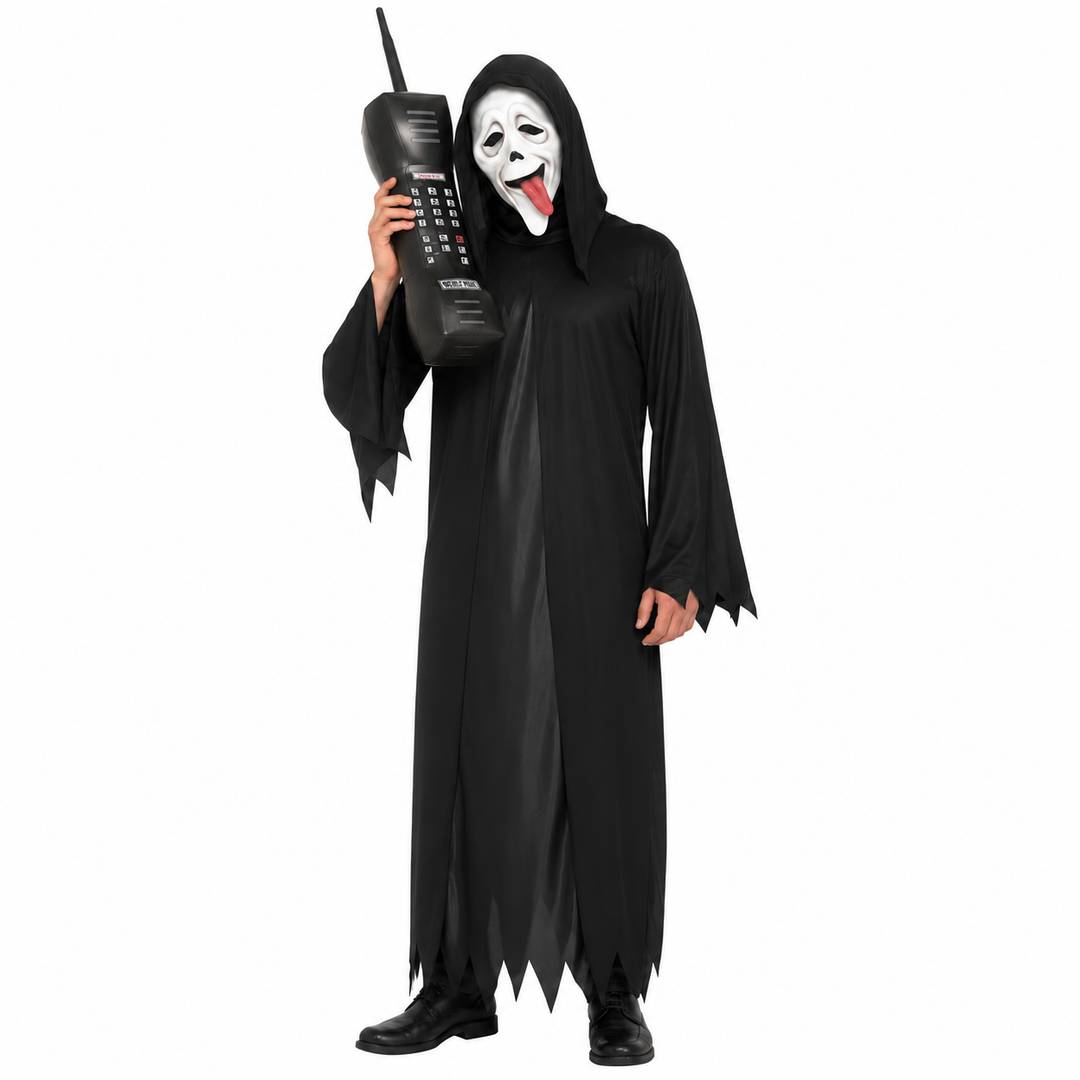 Adult Halloween Screamer Costume | Cape, Mask & Inflatable Phone Set