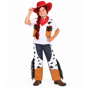 Kids Toy Cowgirl Costume | Brown Western Outfit Hat & Wig Set