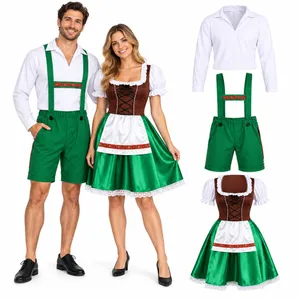 Couples Bavarian Oktoberfest Costume | Lederhosen And Dress Set