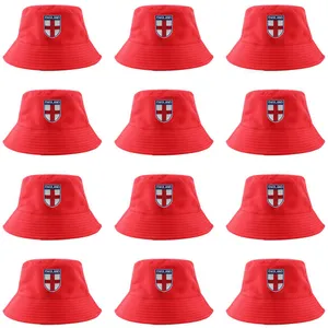 Adults England Embroidered Bucket Hat | 56cm | Red Bucket Hat with England Badge