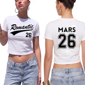 Ladies Concert Baby Tee | Cropped Fit Ladies White T-Shirt with Front and Back Print | 100% Ringspun Cotton