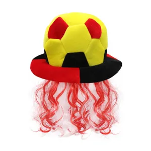 Adult Germany Football Hat with Hair | Novelty Supporters Fancy Dress