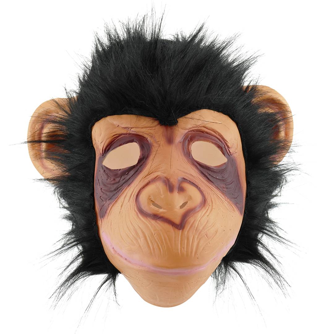 Adults Furry Monkey Mask | Full Head Brown Gorilla & Chimp Costume Mask | Soft Faux Fur