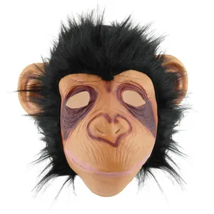 Adults Furry Monkey Mask | Full Head Brown Gorilla & Chimp Costume Mask | Soft Faux Fur
