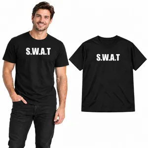 Adults SWAT Fancy Dress Costume T-Shirt | Black Tactical Squad Top