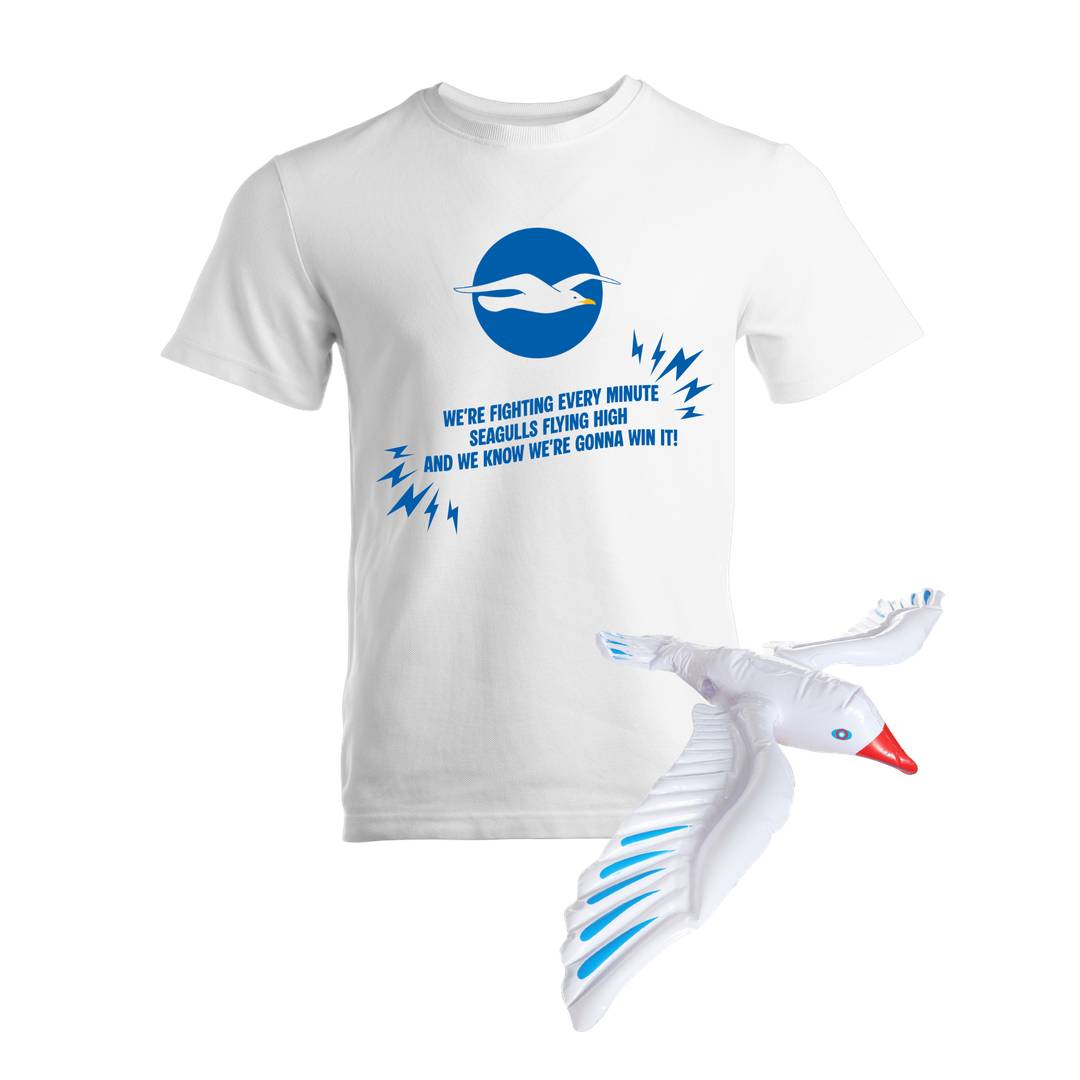 Football Supporters T-Shirt | White Fan Tee & Inflatable Seagull
