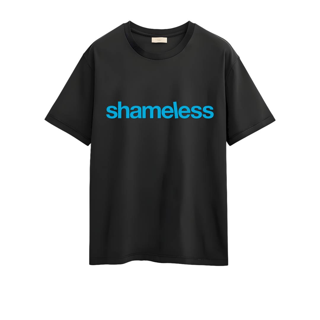 Adult TV Show T-Shirt | Black Unisex Blue 'Shameless' Print Tee