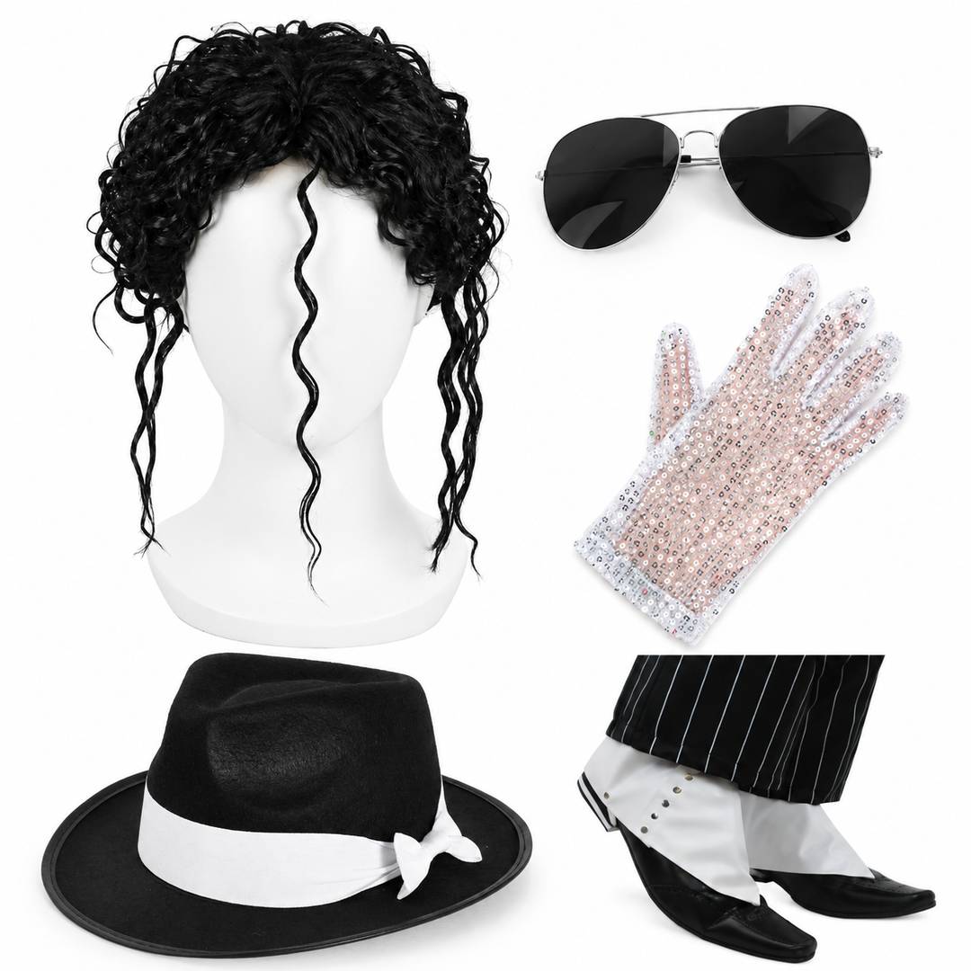 Adults King of Pop Accessory Set | 80s Pop Icon Fancy Dress Kit