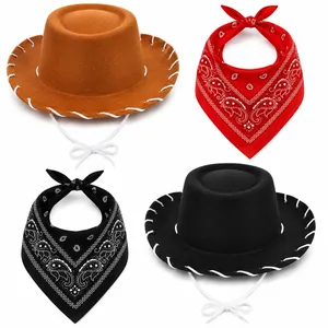 Kids Cowboy Costume Set | 4 Piece Hats and Bandanas Wild West