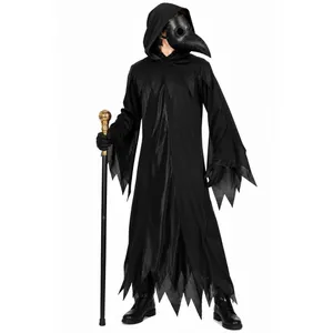 Adults Halloween Plague Doctor Costume | Gold Cane, Mask & Gloves Set