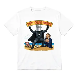 Ladies British Political Satire Baby Tee | Womens White Cropped Election Cartoon Print Tee | 100% Cotton