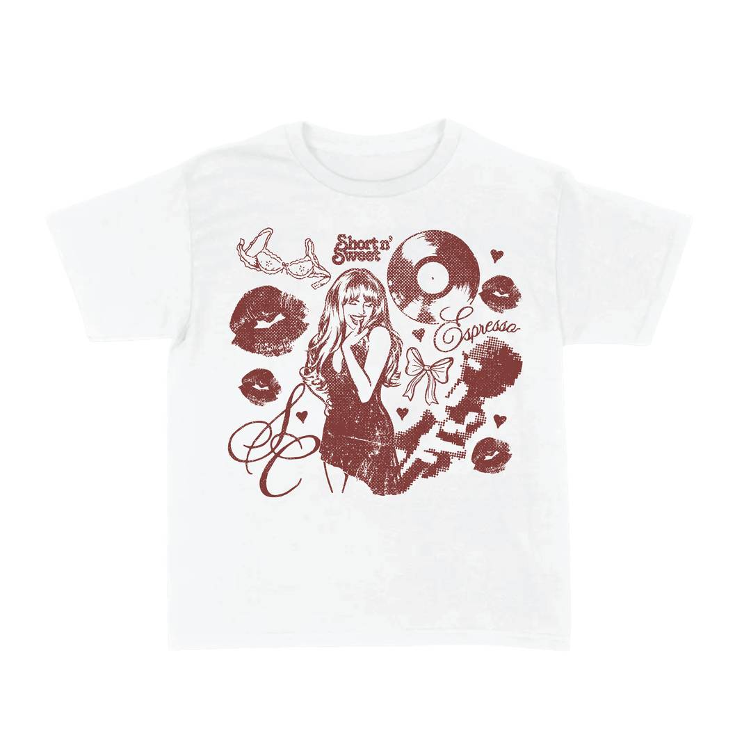 Adults Pop Concert Tour T-Shirt | Red Print White Fan Design