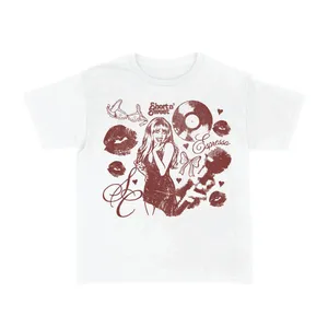 Adults Pop Concert Tour T-Shirt | Red Print White Fan Design