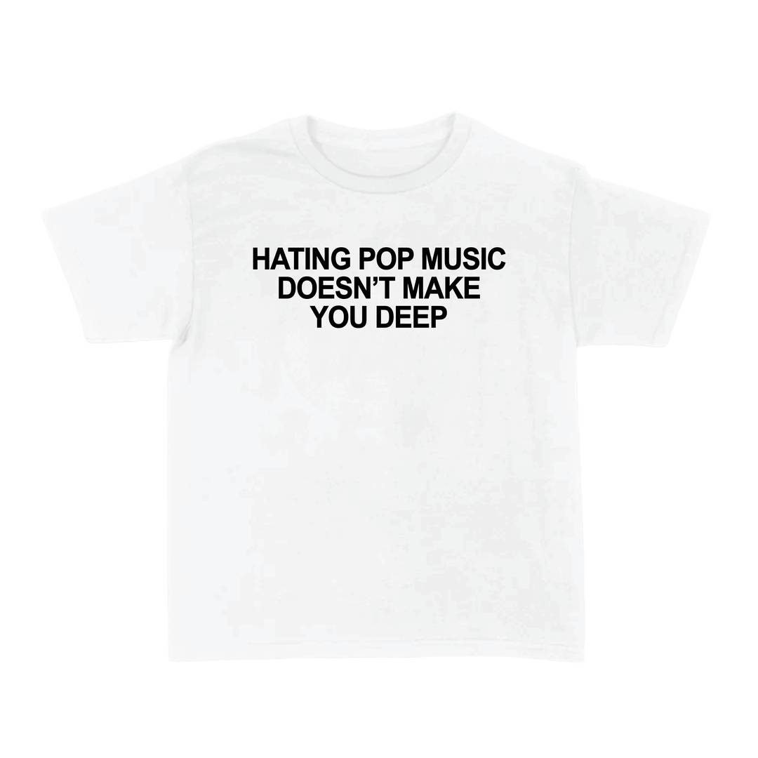 Womens Pop Music Lyrics Baby Tee - White Y2K Cropped Fitted T-Shirt with Iconic Song Quote Graphic - Ladies Music Fan Karaoke Festival Girls Night Out Gift Top