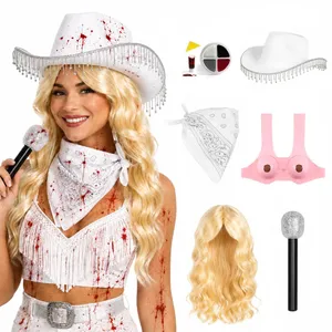 Adult Zombie Country Singer Costume | Wig, Hat, Mic & Face Paint