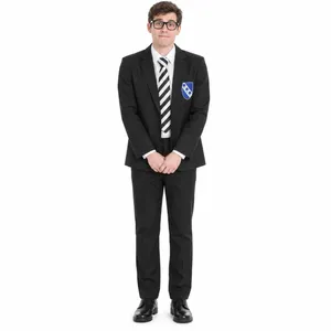 Adult Geek Schoolboy Costume | Fancy Dress Jacket Tie Glasses Set