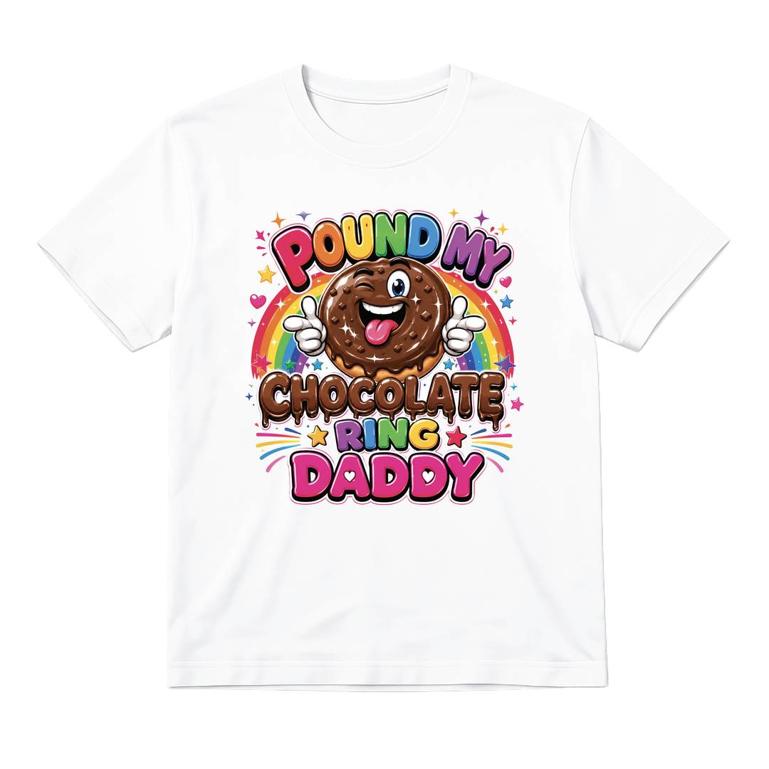 Adults Stag Do Pound My Chocolate Ring T-Shirt | Classic White Unisex Cotton Tee | 100% Cotton