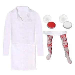 Girls Evil Dentist Halloween Costume | White Red Fancy Dress Outfit