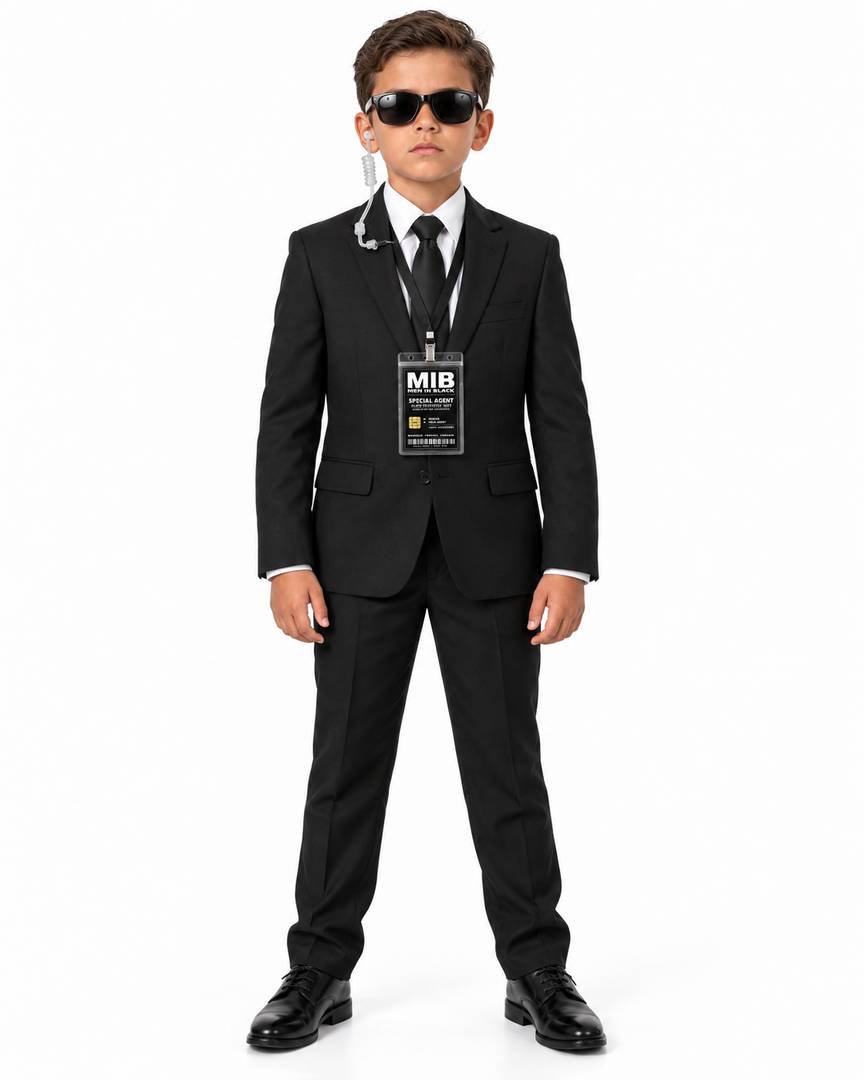 Kids Secret Agent Costume | Spy Fancy Dress Outfit Suit Tie Glasses