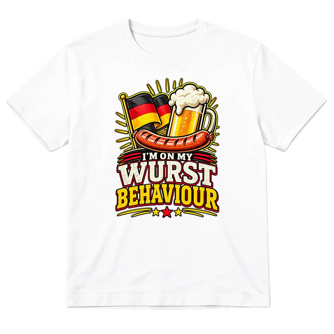 Adult Oktoberfest Wurst Behaviour T-Shirt | Novelty Beer Festival Slogan Tee