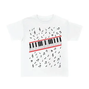 Adults 80s Piano Keys Music Notes Tee | Retro Disco Fancy Dress