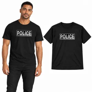 Adults Police Costume T-Shirt Black | Fancy Dress Unisex Top