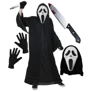 Adults Halloween Horror Costume | Ghost Face Villain Fancy Dress Set
