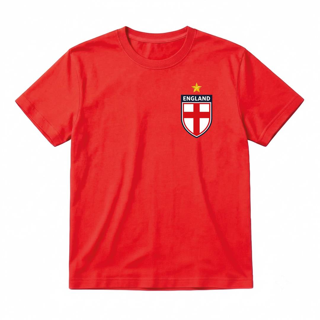 Adults England Supporter T-Shirt | Men's & Women's England Badge Tee | Red Badge Top