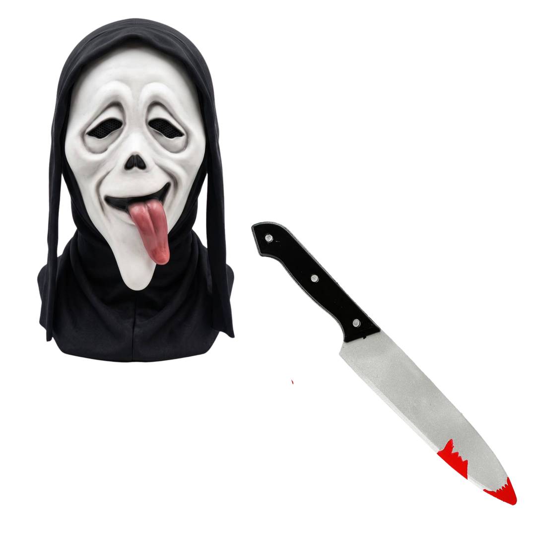 Adult Halloween Horror Mask And Knife | 2pc| Fancy Dress Accessory Set