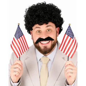 Adult Comedy Reporter Costume Set | Wig, Tie & Moustache Fancy Dress