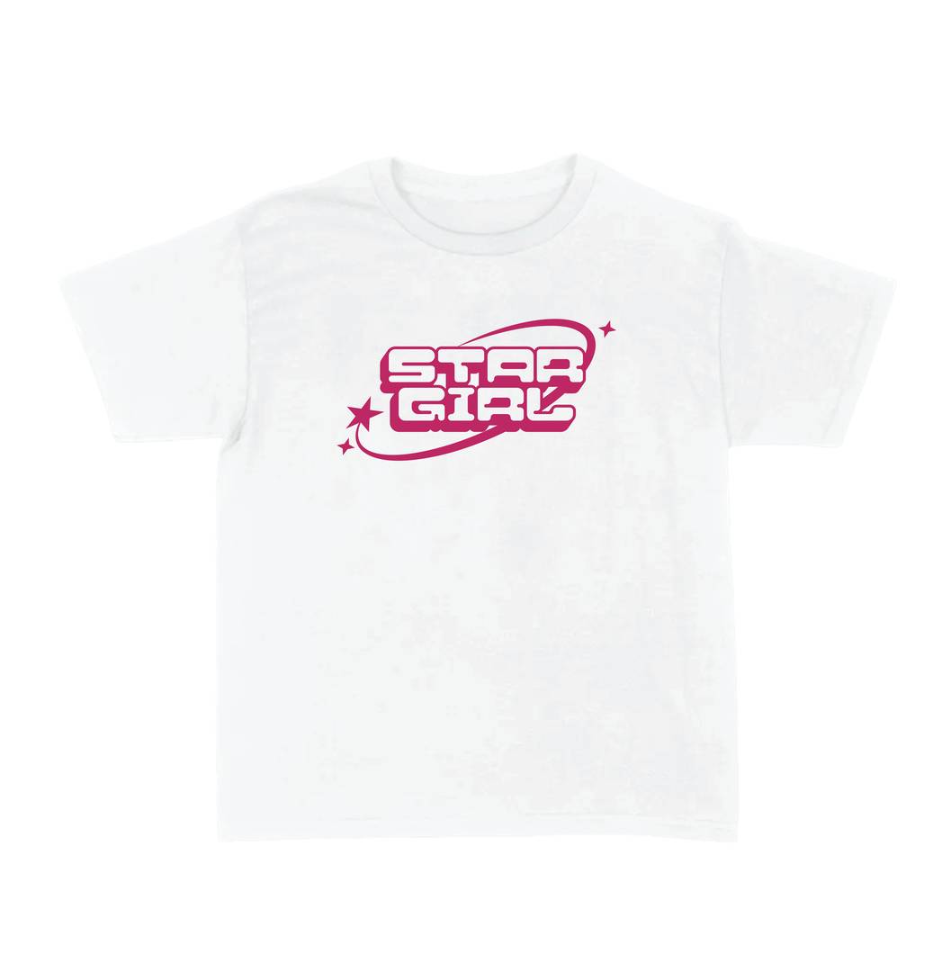 Adult Unisex Casual Star Graphic T-Shirt White | Pink Ring Print Cotton Tee