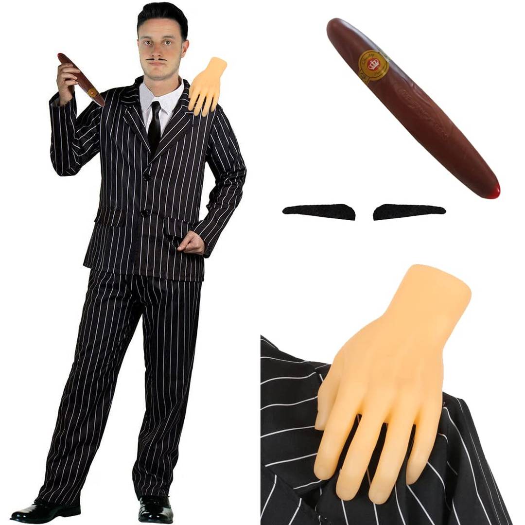 Mens Gothic Husband Costume Set | Gangster Halloween Fancy Dress
