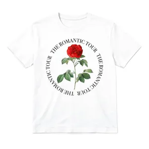 Ladies Baby Tee White Cropped Fitted T-Shirt - Red Circle Romantic 2026 Concert Graphic Print - Womens Adult Y2K Cotton Crop Top Gig Festival Outfit