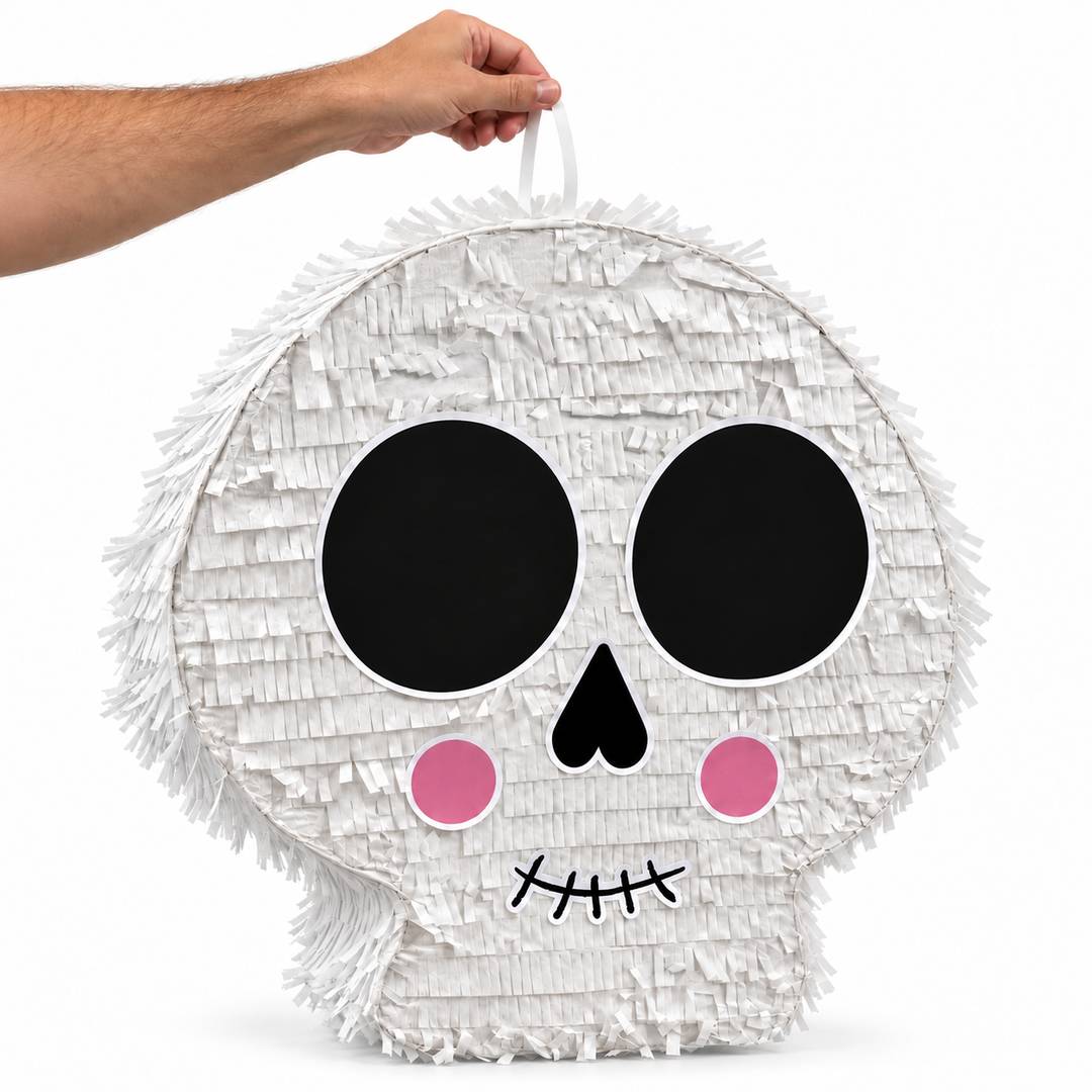 Kids Halloween Skull Pinata | White Skeleton Party Decoration Large